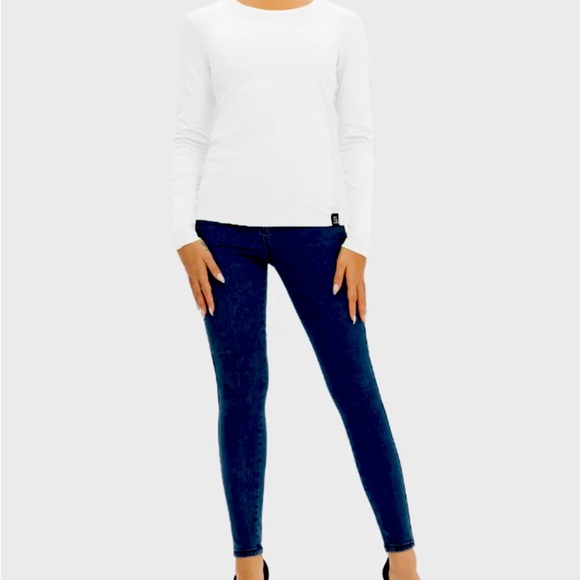 BELLEMERE WHITE LONG SLEEVE CREW NECK MERCERIZED COTTON TOP | SIZE XL NEW W TAGS - Picture 1 of 6